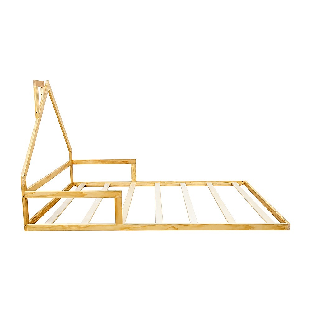 Pine Wood Floor Bed House Frame for Kids and Toddlers 4