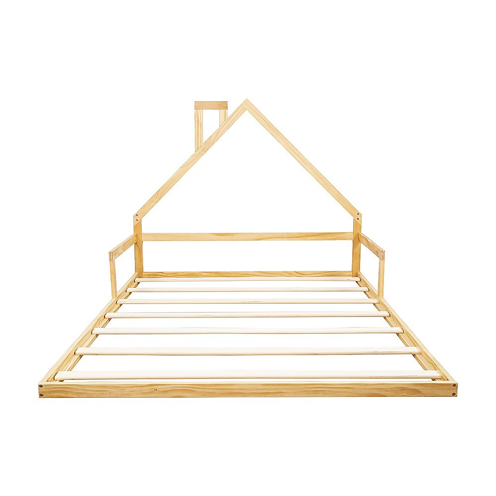 Pine Wood Floor Bed House Frame for Kids and Toddlers 8