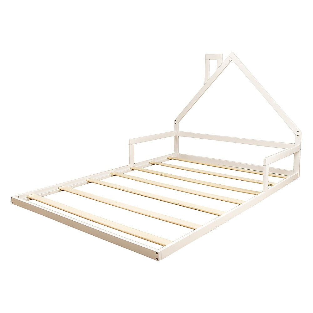 Pine Wood Floor Bed House Frame for Kids and Toddlers 7