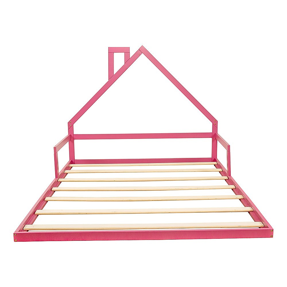 Pine Wood Floor Bed House Frame for Kids and Toddlers 3