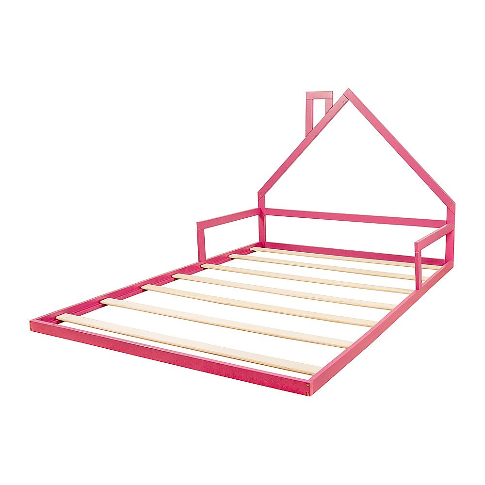 Pine Wood Floor Bed House Frame for Kids and Toddlers 4