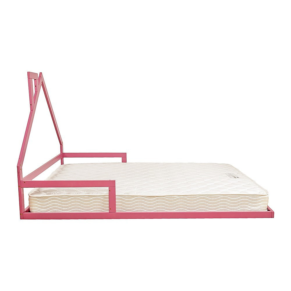 Pine Wood Floor Bed House Frame for Kids and Toddlers 5