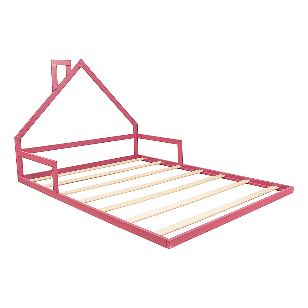 Pine Wood Floor Bed House Frame for Kids and Toddlers 6