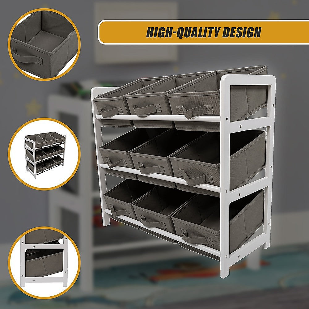 Kids Toy Box Storage Unit Drawers Childrens Bedroom Shelf Baby Nursery Furniture Grey 10