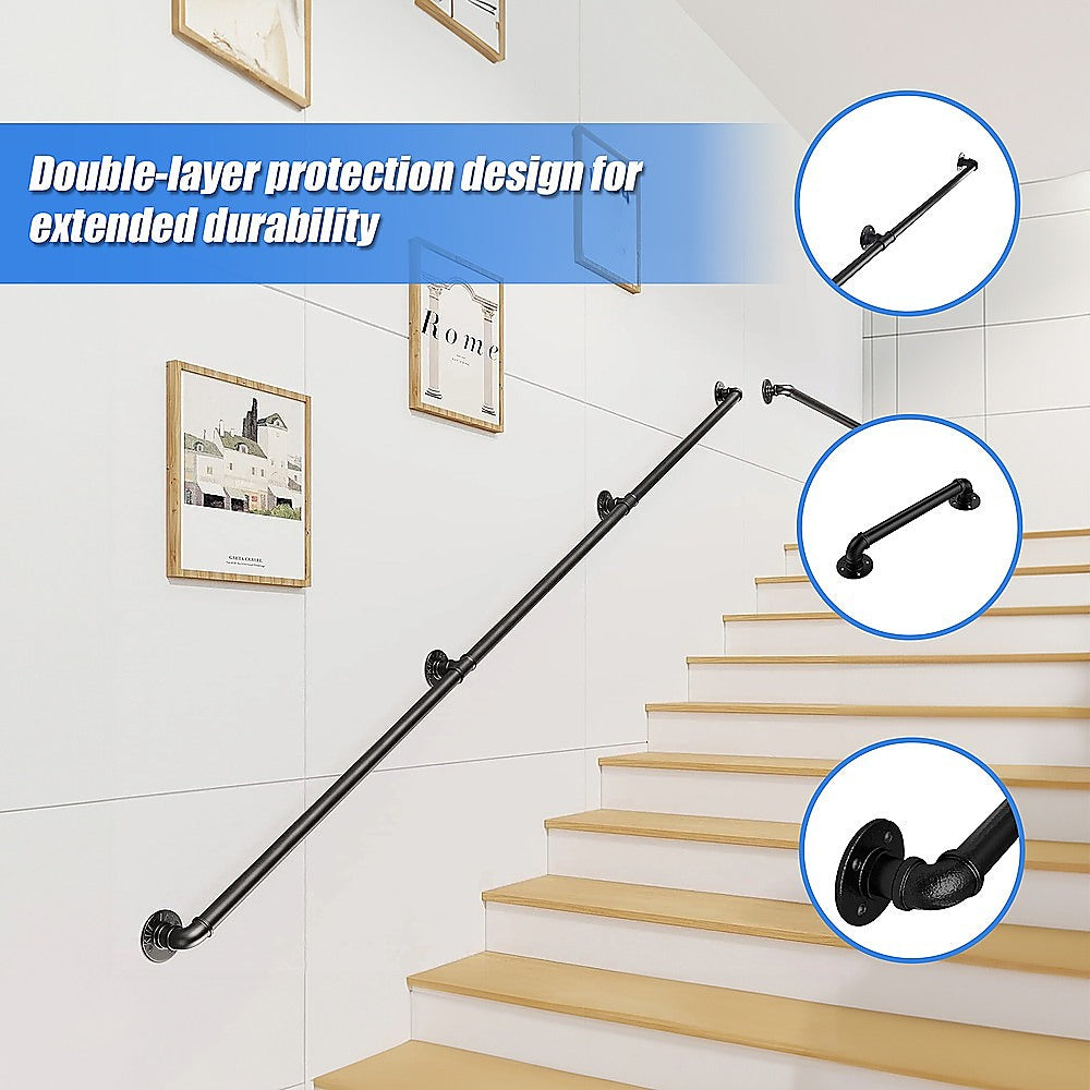 1m Handrail Stair Rail Grab Balustrade Staircase Banister + Installation Kit 4