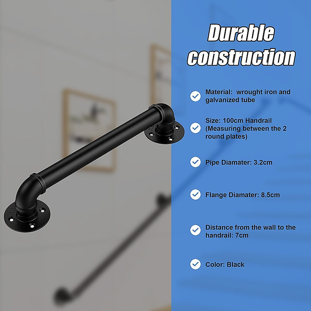 1m Handrail Stair Rail Grab Balustrade Staircase Banister + Installation Kit 9