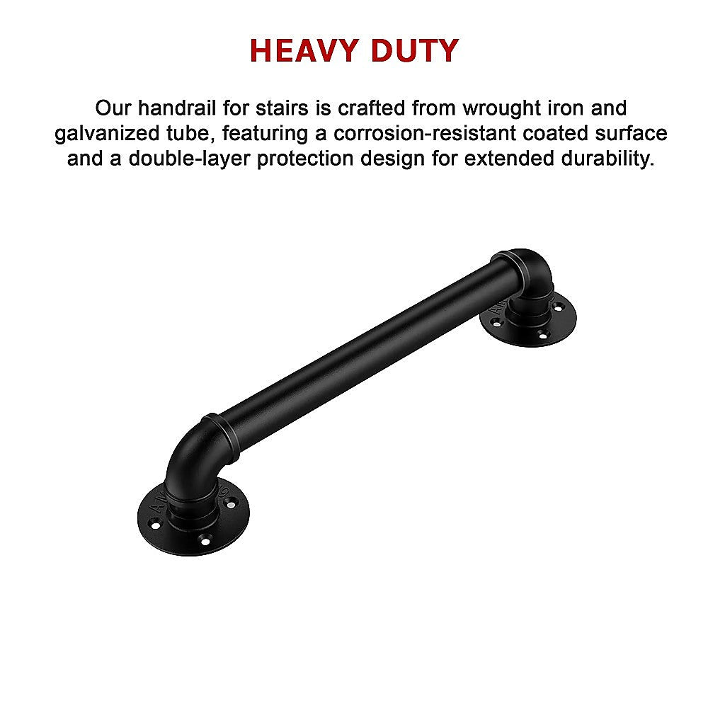 1m Handrail Stair Rail Grab Balustrade Staircase Banister + Installation Kit 10