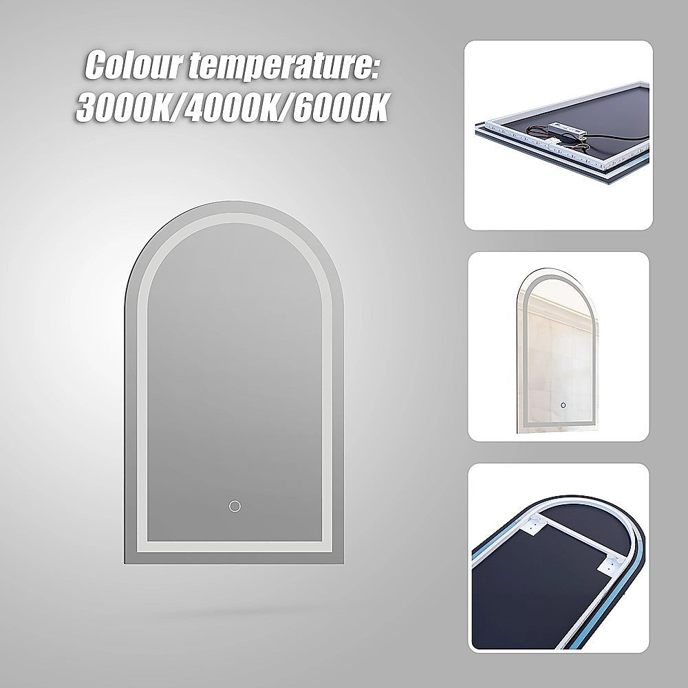 Arched LED Wall Mirror Bathroom Mirrors Makeup Anti-fog 600mm x 1000mm 8