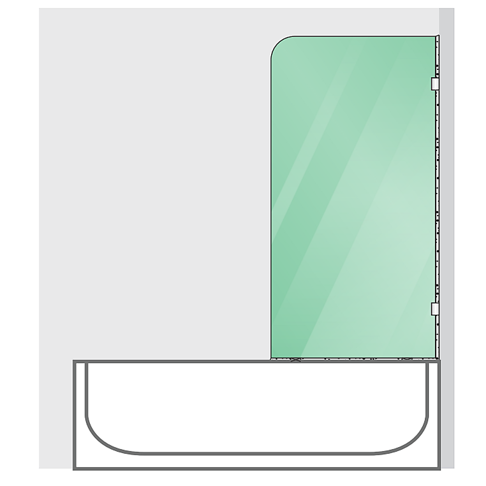 70cm Frameless Glass Bath Screen with Brackets - White 3
