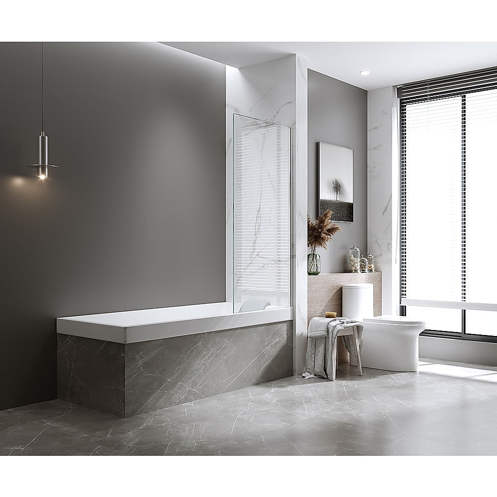70cm Frameless Swing Bath Screen with White Hardware 3