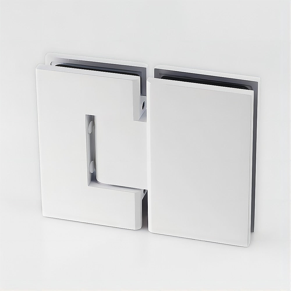 120cm Wall to Wall Frameless Shower Screen with White Brackets and SS Hinges, Square Double Pull Handle 8
