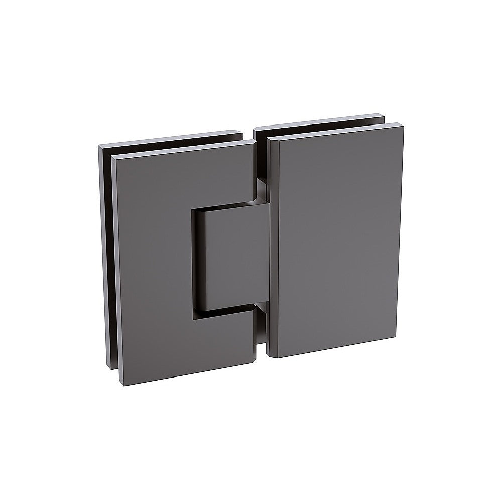 90cm Wall to Wall Frameless Shower Screen with Gunmetal Channel and Brass Hinges , Square Knob Handle 8