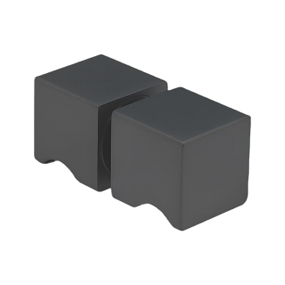 100x90cm Corner Frameless Shower Screen with Black Brackets and SS Hinges, Square Knob Handle 15