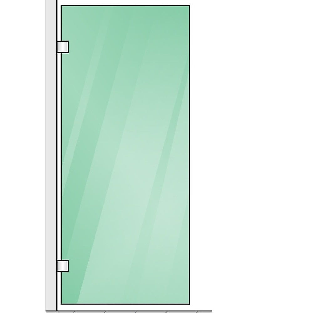 110x70cm Corner Frameless Shower Screen with White Brackets and SS Hinges, Square Double Pull Handle 4