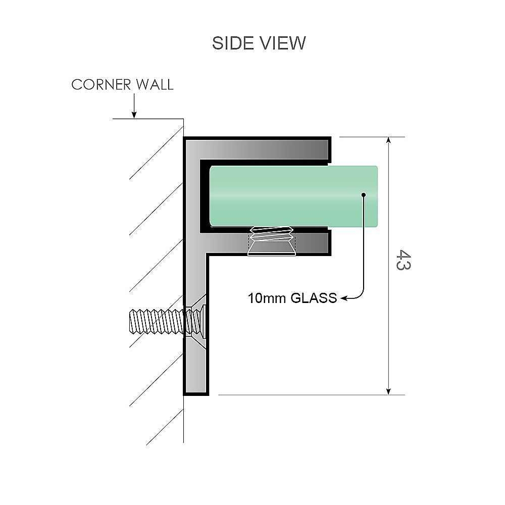 110x110cm Corner Frameless Shower Screen with White Brackets and SS Hinges, Square Double Pull Handle 9