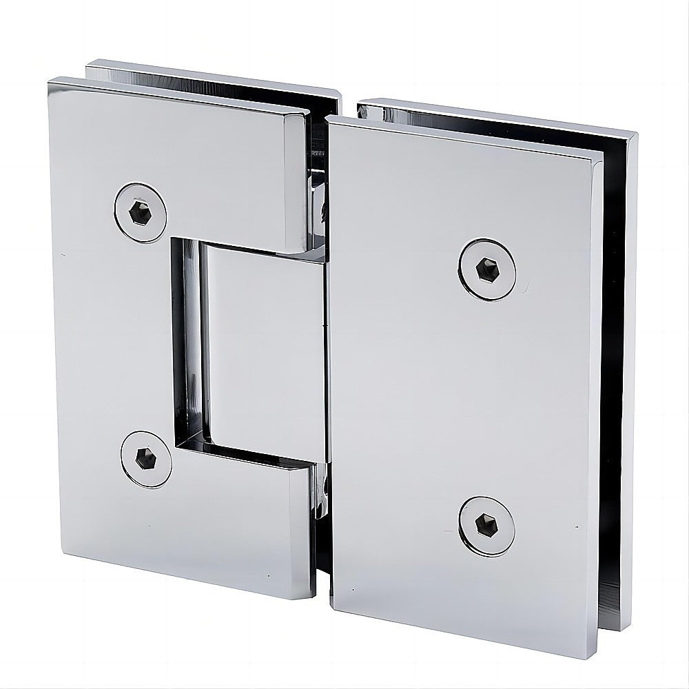 100x90cm Corner Frameless Shower Screen with Chrome Brackets and Brass Hinges, Square Knob Handle 13