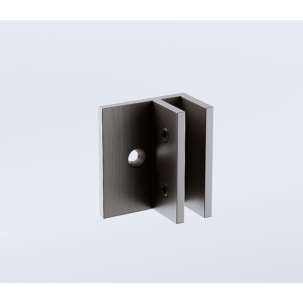 110x110cm Corner Frameless Shower Screen with Gunmetal Brackets and Brass Hinges, Round Knob Handle 10