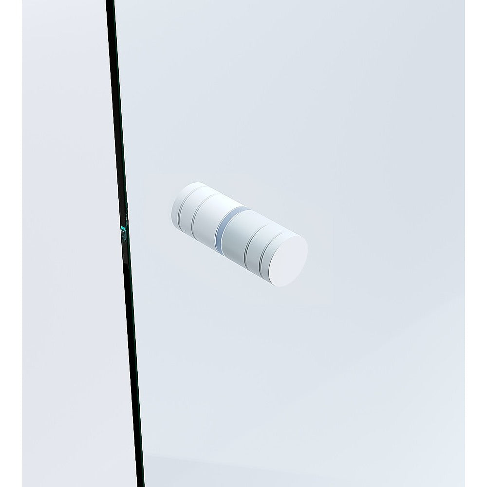 110x70cm Corner Frameless Shower Screen with White Channel and SS Hinges, Round Knob Handle 15