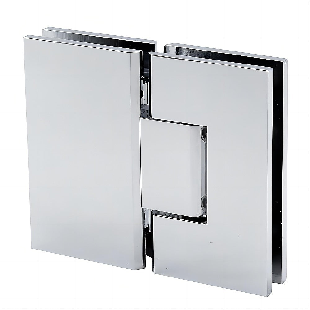 120x120cm Corner Frameless Shower Screen with Chrome Channel and Brass Hinges, Square Knob Handle 9