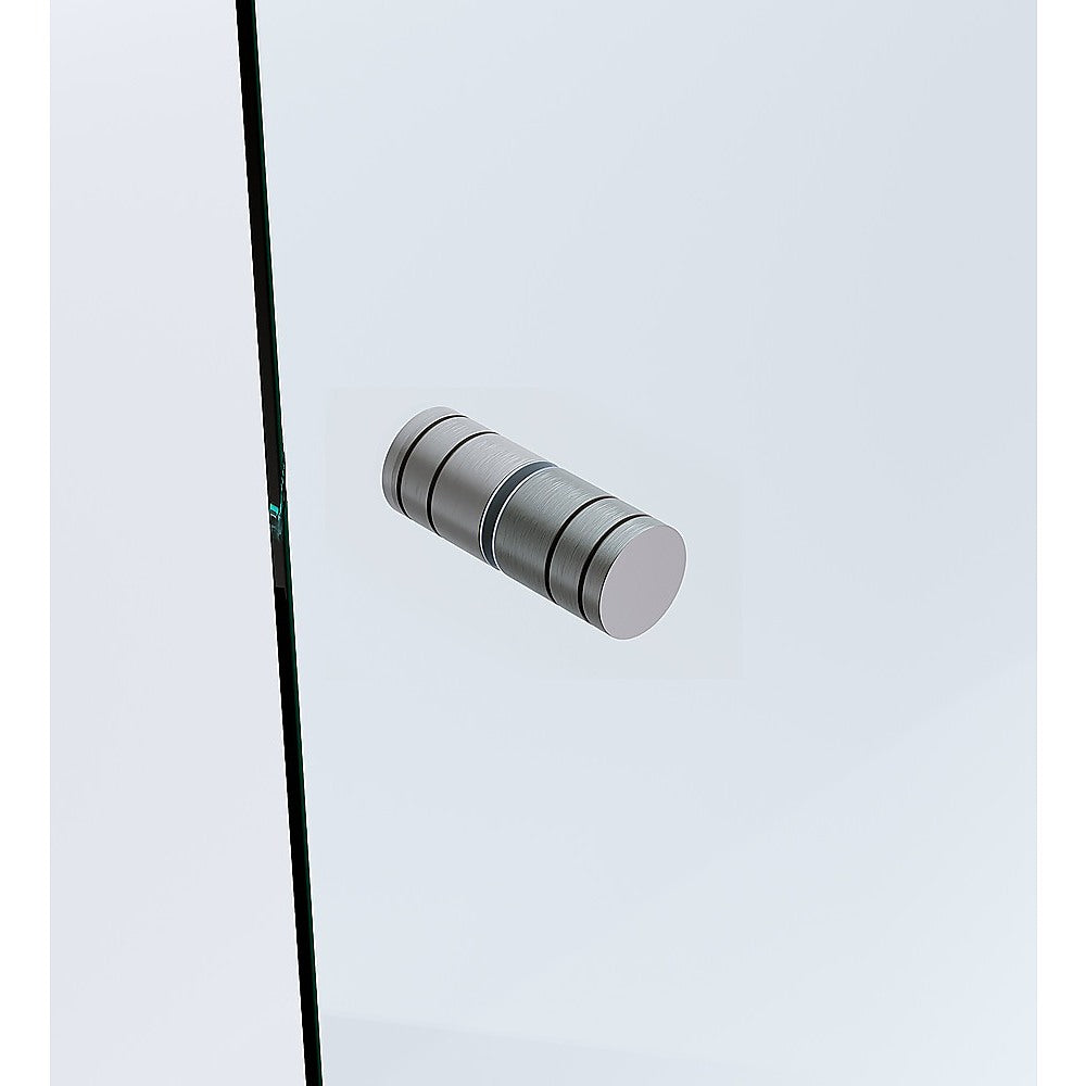 90x90cm Corner Frameless Shower Screen with Gunmetal Channel and Brass Hinges, Round Knob Handle 15