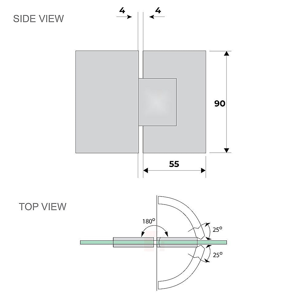 110x70cm Corner Frameless Shower Screen with Gunmetal Channel and Brass Hinges, Round Knob Handle 12