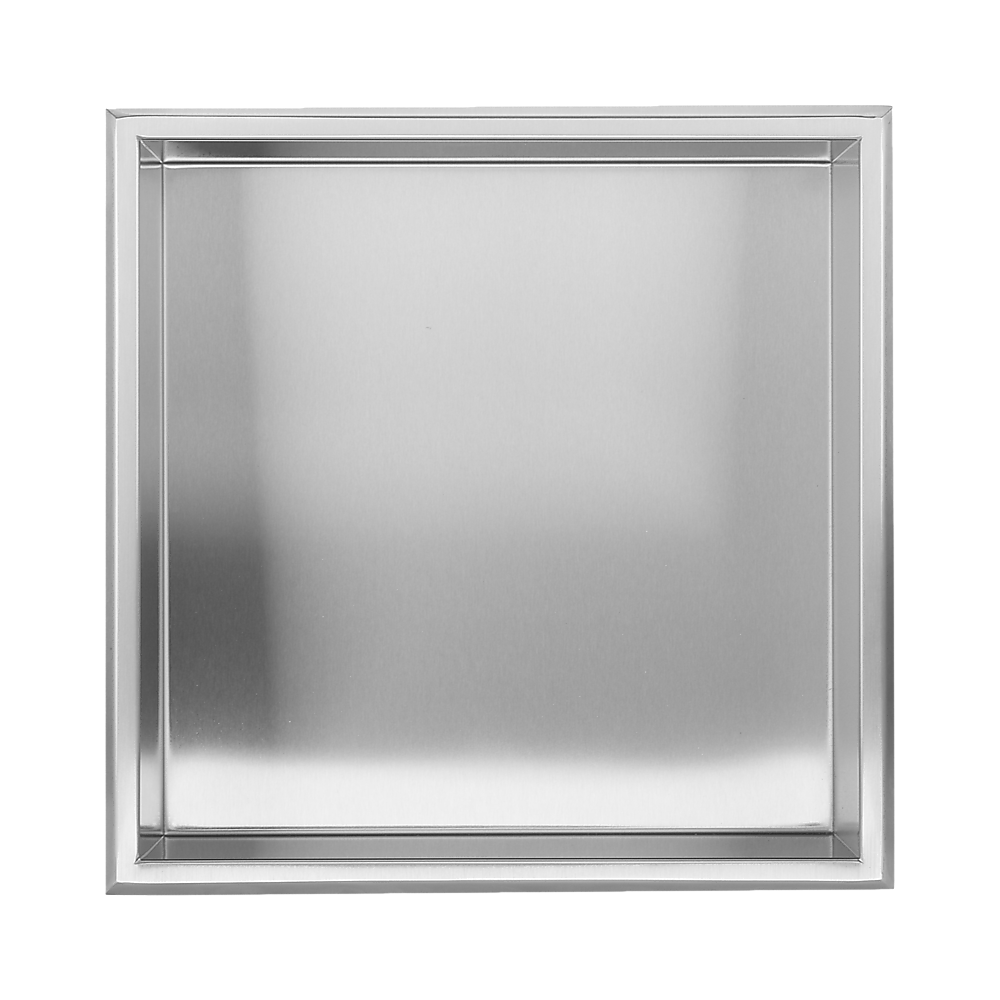 336 x 336 x 101mm Shower Niche Single Shelf Organizer No Tile Needed in Stainless Steel Finish 4