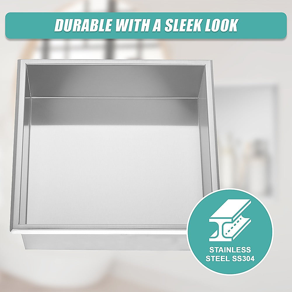 336 x 336 x 101mm Shower Niche Single Shelf Organizer No Tile Needed in Stainless Steel Finish 8