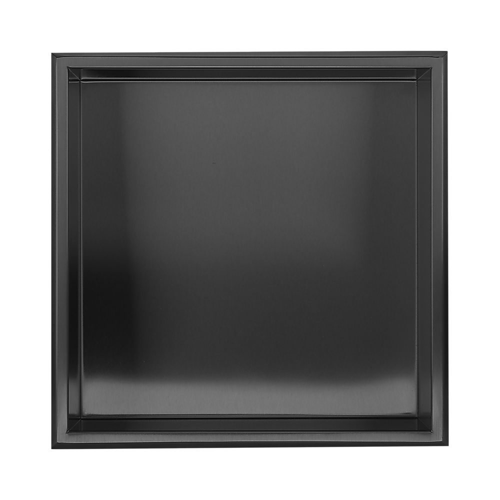 336 x 336 x 101mm Shower Niche Single Shelf Organizer No Tile Needed in Black 4