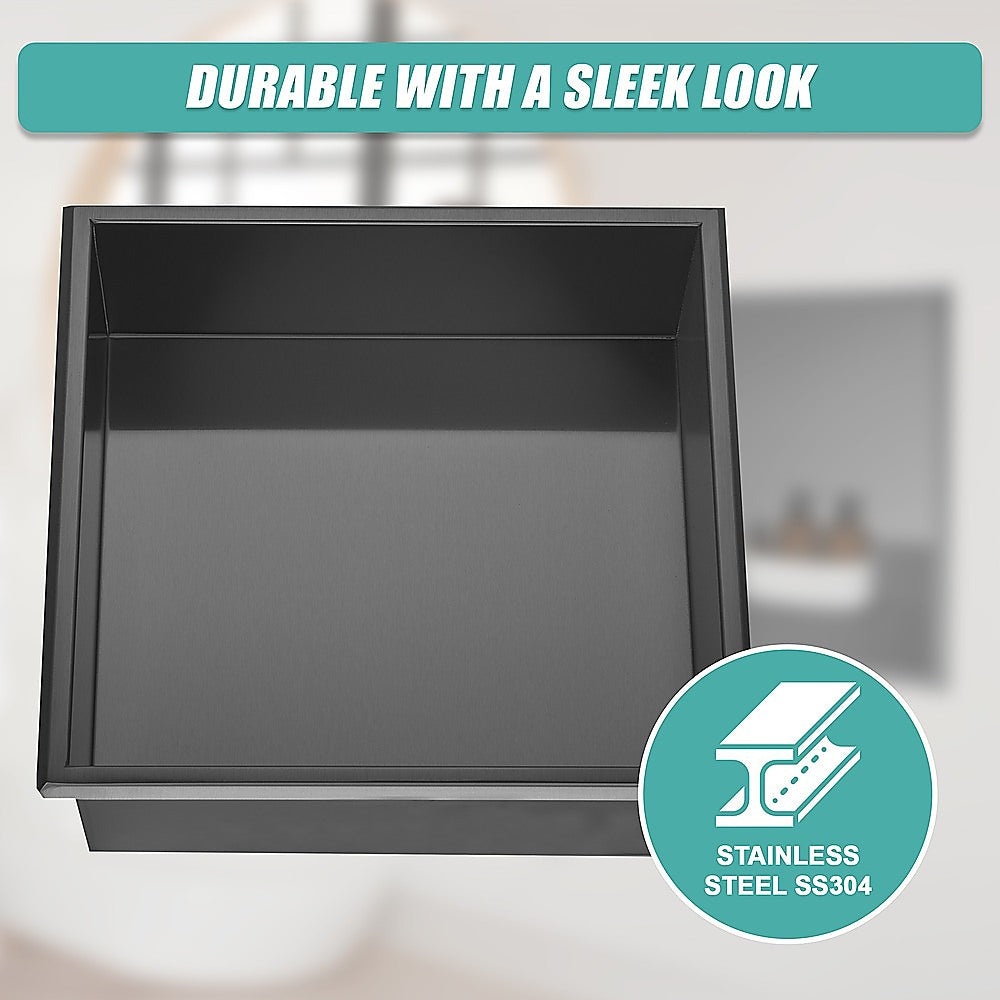 336 x 336 x 101mm Shower Niche Single Shelf Organizer No Tile Needed in Black 8