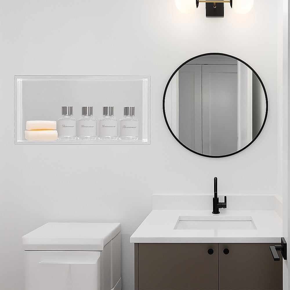 641 x 336 x 101mm Shower Niche Single Shelf Organizer No Tile Needed in White 6