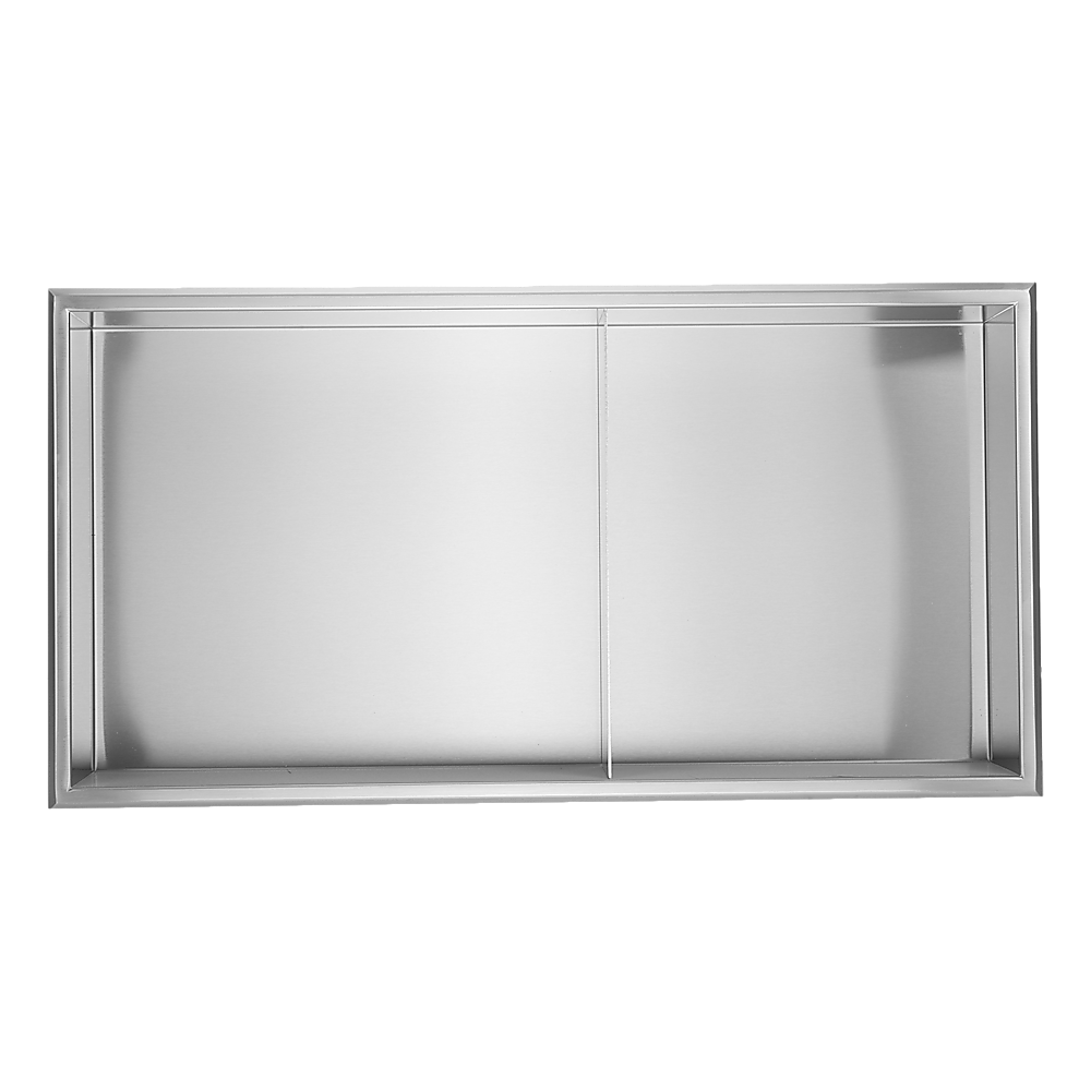 641 x 336 x 101mm Shower Niche Double Shelf Organizer No Tile Needed in Stainless Steel Finish 4