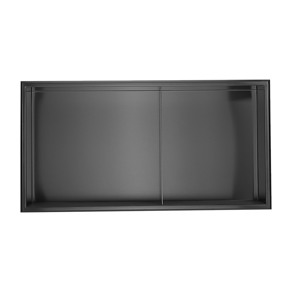 641 x 336 x 101mm Shower Niche Double Shelf Organizer No Tile Needed in Black 4