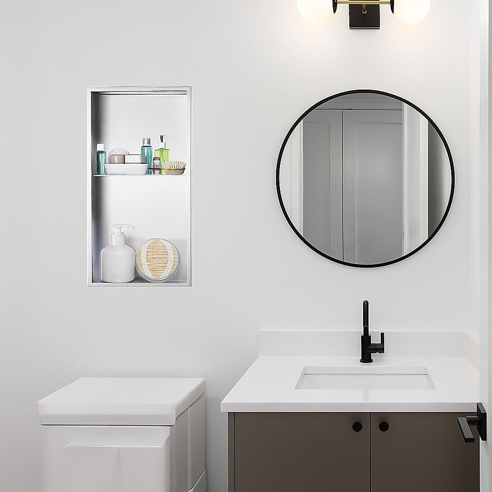 641 x 336 x 101mm Shower Niche Double Shelf Organizer No Tile Needed in White 4