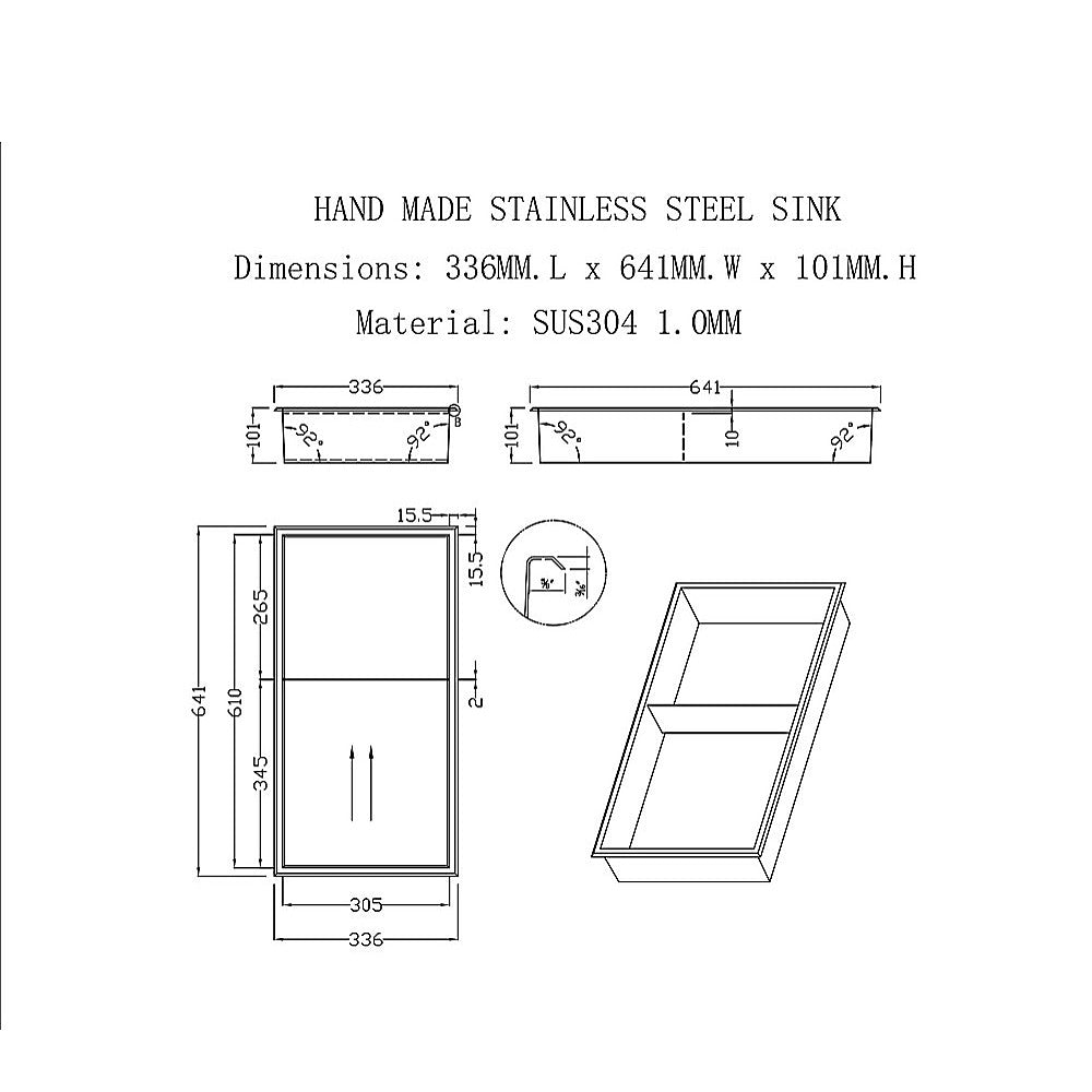 641 x 336 x 101mm Shower Niche Double Shelf Organizer No Tile Needed in White 11
