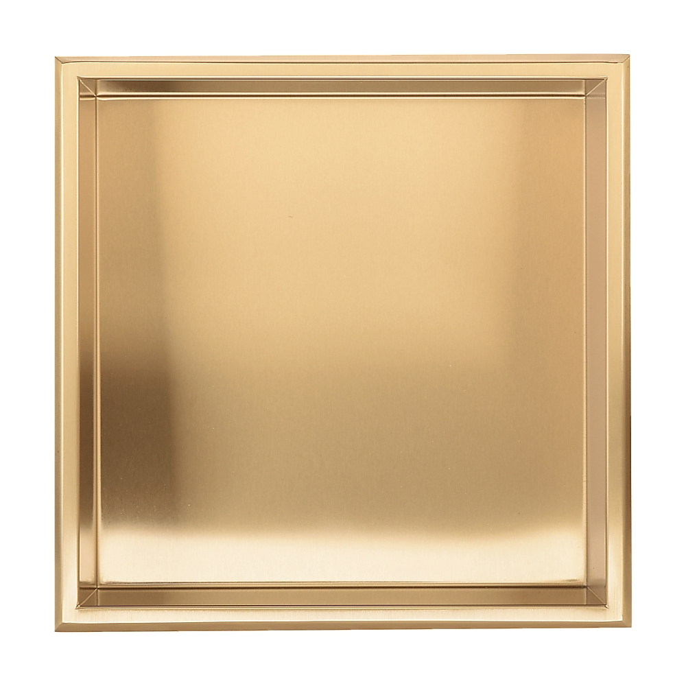 336 x 336 x 101mm Shower Niche Single Shelf Organizer No Tile Needed in Gold 4