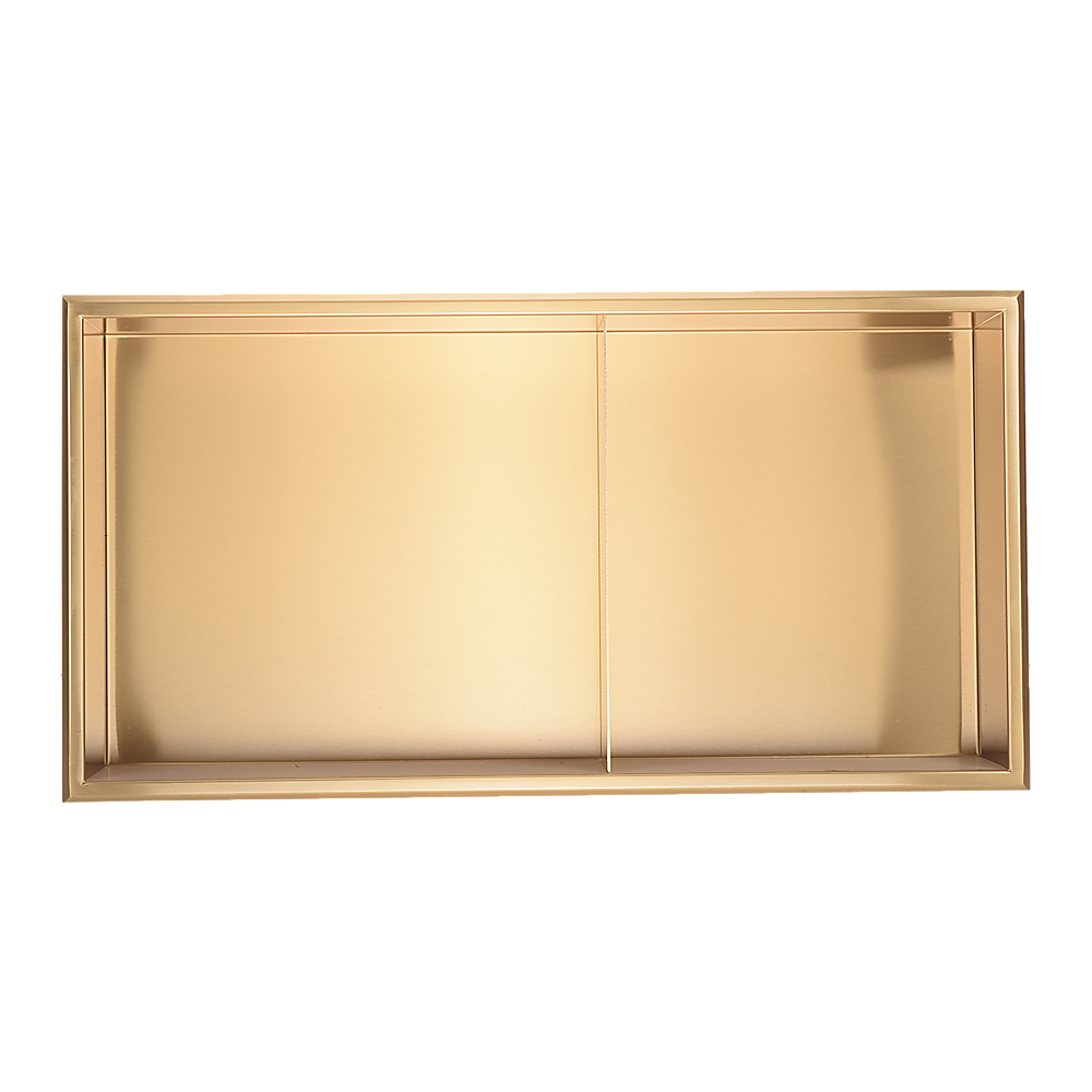 641 x 336 x 101mm Shower Niche Double Shelf Organizer No Tile Needed in Gold 4