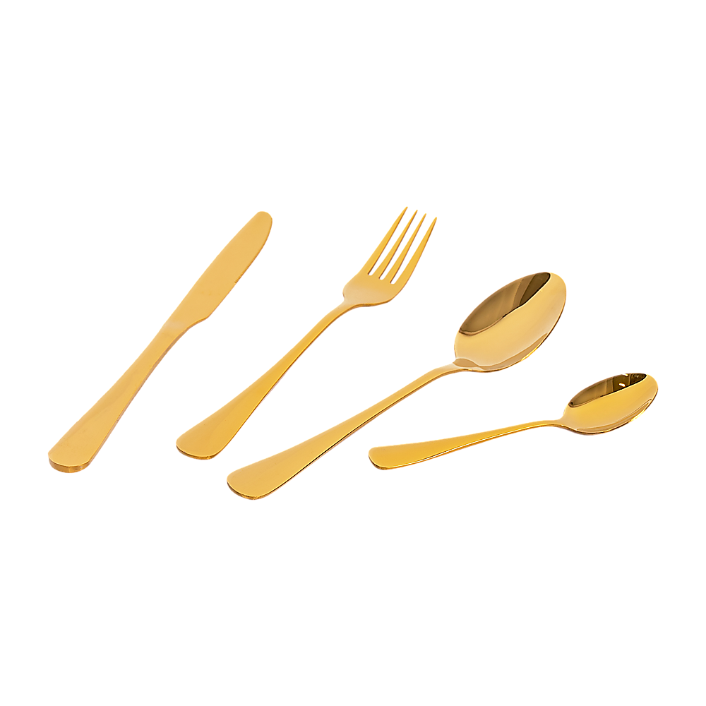 Tableware 24PC Gold Cutlery Set SS304 Household Knife Fork Spoon Kitchen with Storage Rack Dinner Service 7