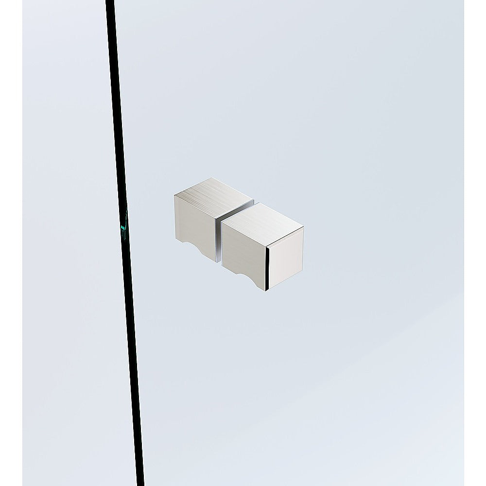 100cm Frameless Diamond Shower Screen with Nickel Brackets and Brass Hinges, Square Knob Handle 10