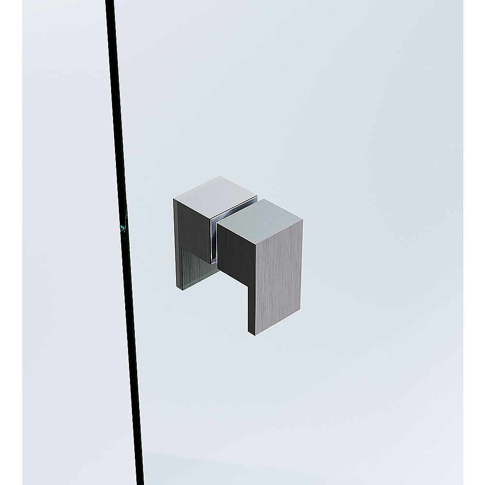 100cm Frameless Diamond Shower Screen with Gunmetal Brackets and Brass Hinges, Square Double Pull Handle 10