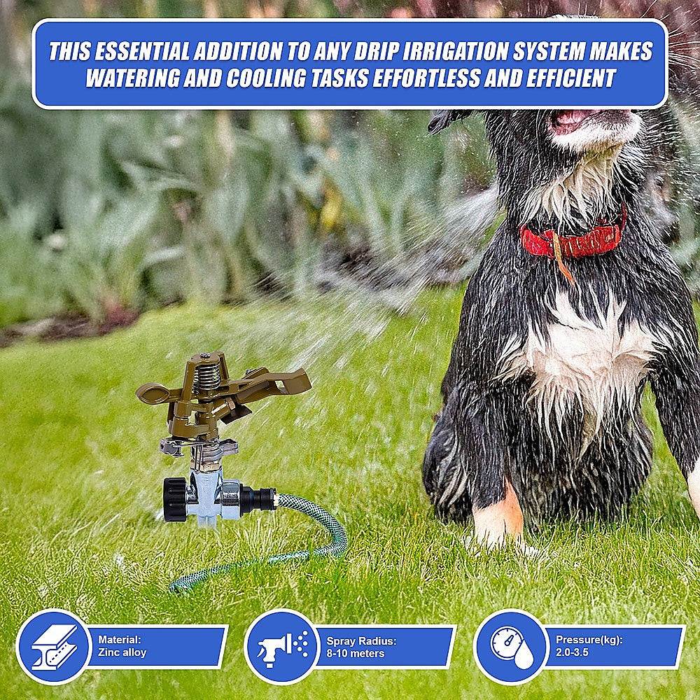 Easy to Install Irrigation Sprinkler 360 Degree Rotating Sprinkler Gun Zinc Alloy Adjustable Rocker Sprinkler 10