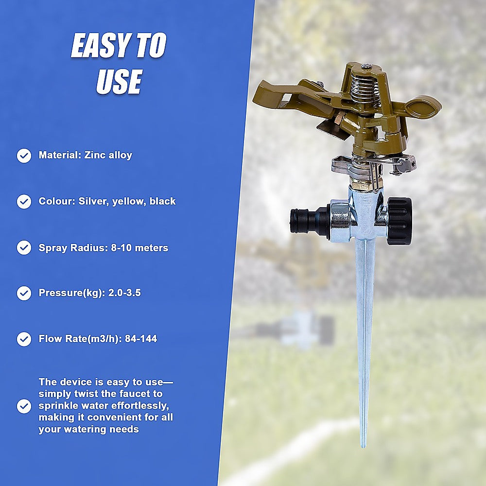 Easy to Install Irrigation Sprinkler 360 Degree Rotating Sprinkler Gun Zinc Alloy Adjustable Rocker Sprinkler 11