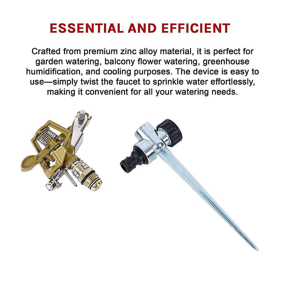 Easy to Install Irrigation Sprinkler 360 Degree Rotating Sprinkler Gun Zinc Alloy Adjustable Rocker Sprinkler 12