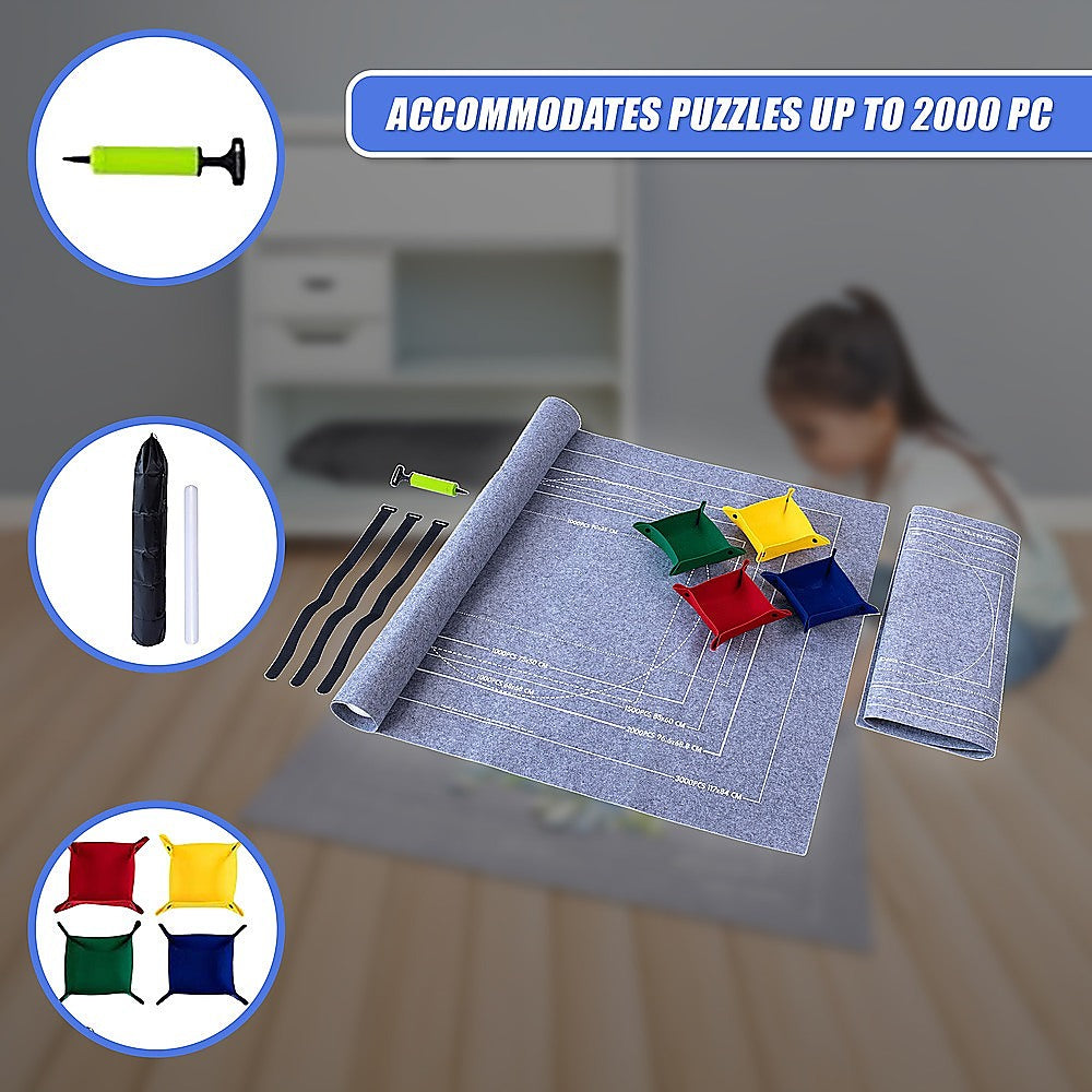 Puzzles Rollers 2 Sets Table Jigsaw Puzzles Felt Mat Board Inflator Puzzle Blanket 9