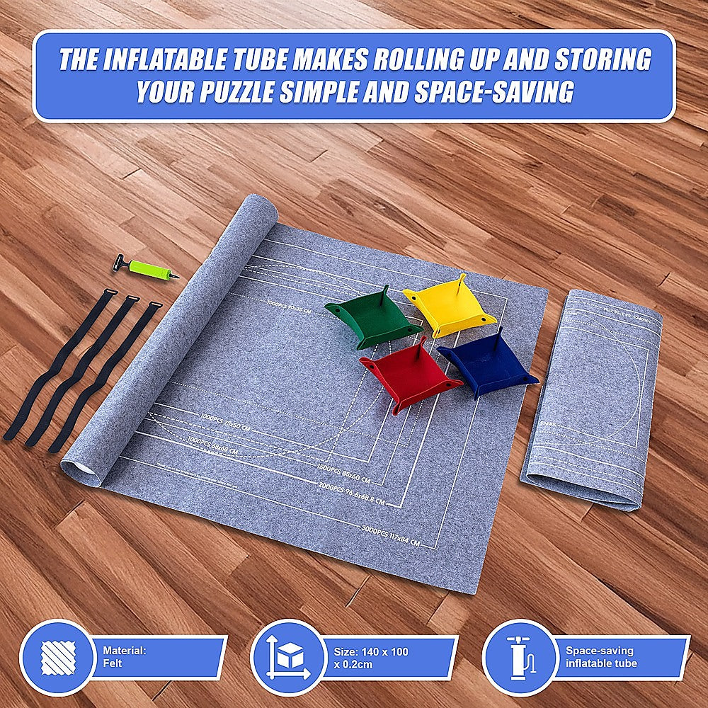 Puzzles Rollers 2 Sets Table Jigsaw Puzzles Felt Mat Board Inflator Puzzle Blanket 10