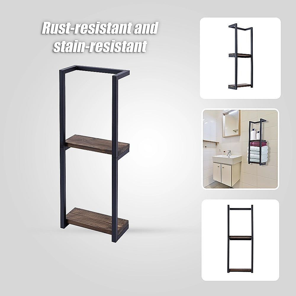 Stylish Bathroom Towel Storage Rack with Wooden Shelves 7