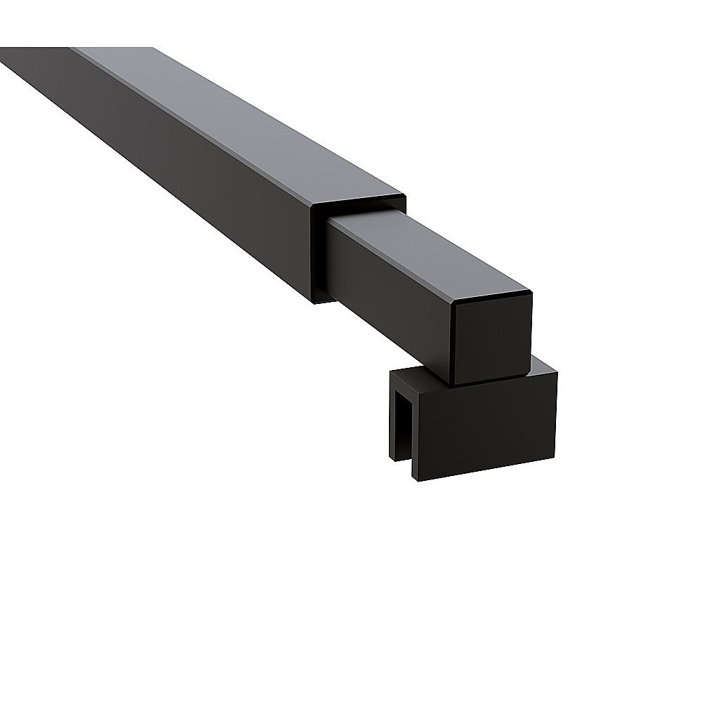 80cm Reeded Single Shower Glass Screen with Black F-brackets & Square Pole 9