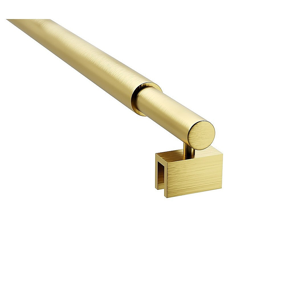 90cm Reeded Single Shower Glass Screen with Gold U-brackets & Round Pole 10