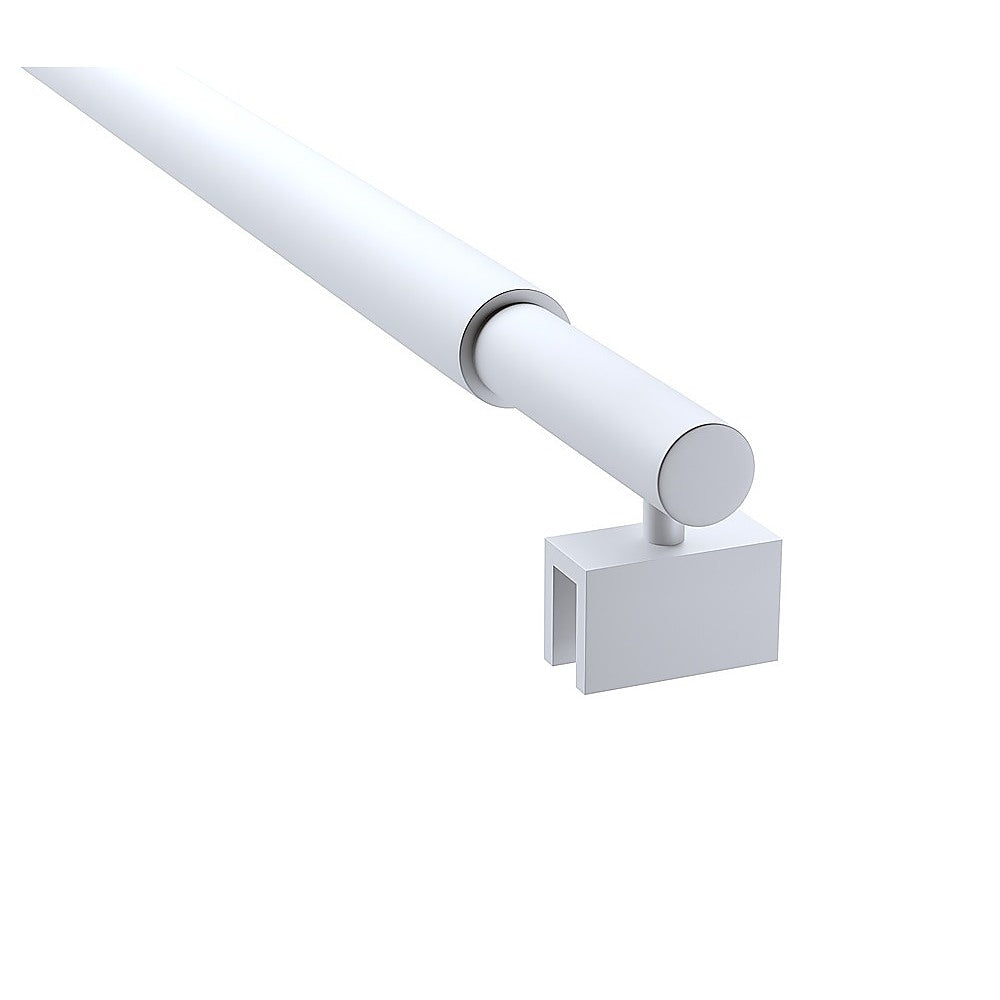 100cm Reeded Single Shower Glass Screen with White F-brackets & Round Pole 9
