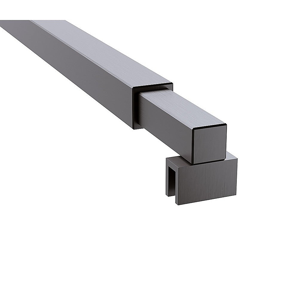 80cm Reeded Single Shower Glass Screen with Gunmetal Wall Channel & Square Pole 8