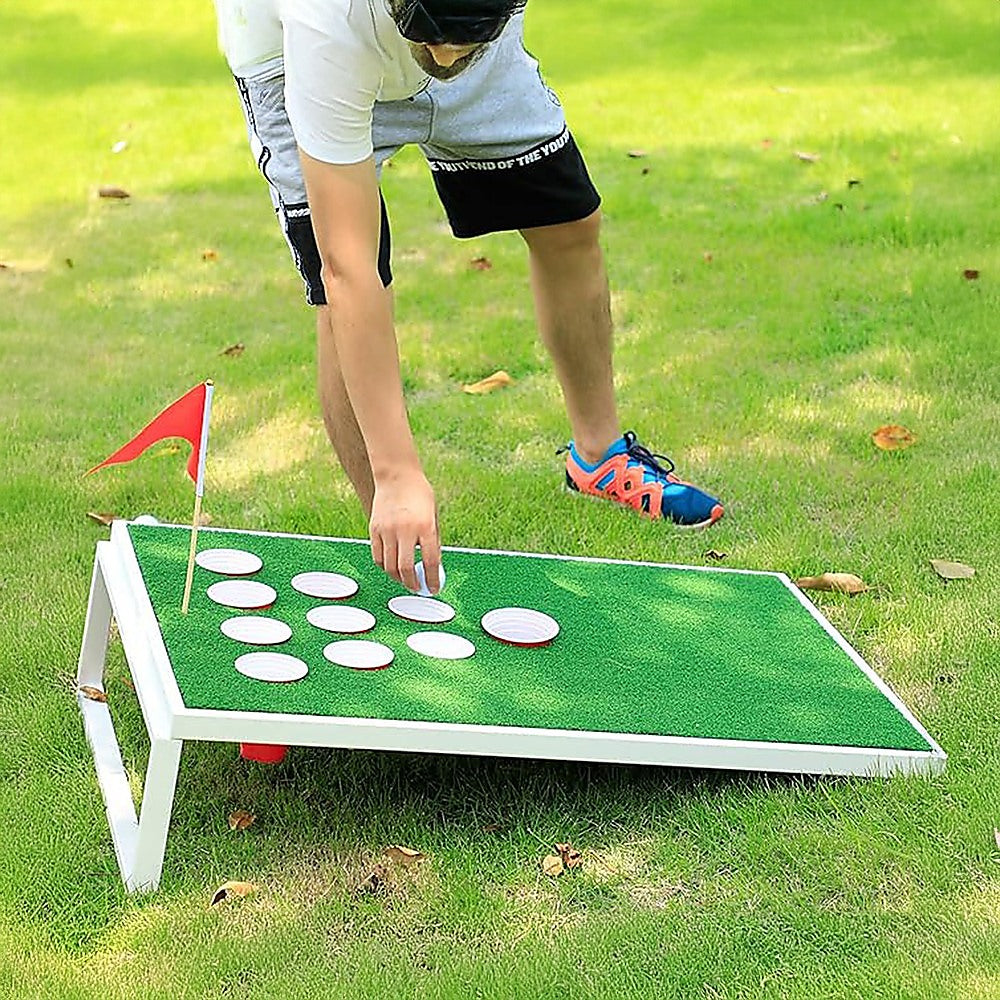 Golf Cornhole Game With Chipping Mats, Golf Balls, Putters 6